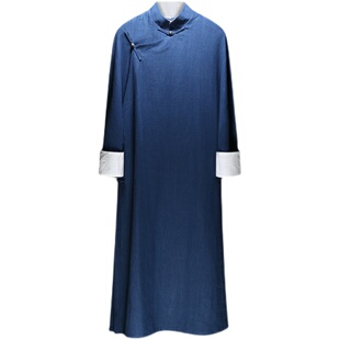 新品棉麻唐装男童汉服长袍u马褂春秋季国学长衫相声大褂儿童民国