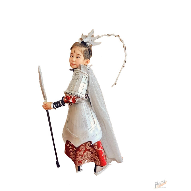新万圣节国潮封神榜杨戬儿童汉服cosplay二郎神战甲走秀国风表
