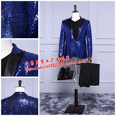 歌手主持人男 闪亮片演出西服上衣外套舞O台男装 新品 舞蹈表演西装