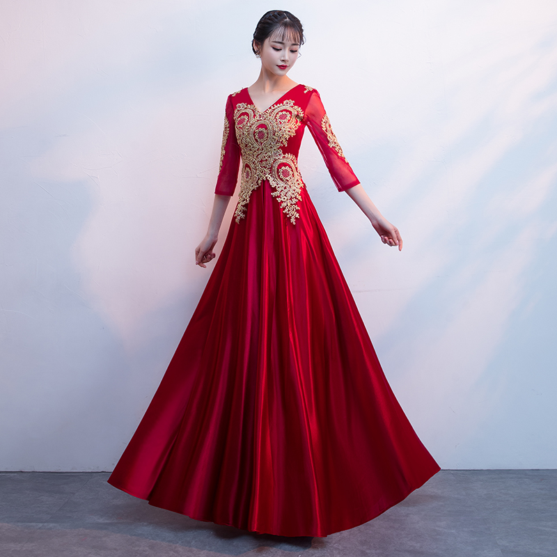 新选大合唱d演出服女长裙新款舞台表演服装成人优雅长款宴会晚礼