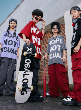 精选街舞演出e服儿童潮服酷帅男童hiphop架子鼓套装女童嘻哈舞蹈