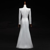 主持人礼服修身 法式 鱼尾艺 宴会合唱演出服女高级t感气质长袖 新品