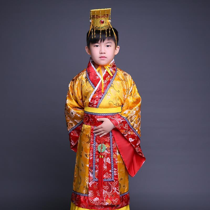 新儿童古装男唐朝太子汉朝皇帝皇上表演服装男童龙袍汉服大王演