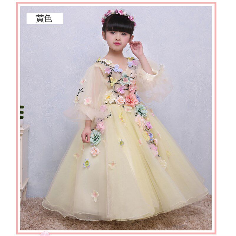 精选儿童礼服花仙子公主裙生日礼服主持人K走秀表演服蓬蓬纱裙晚图片