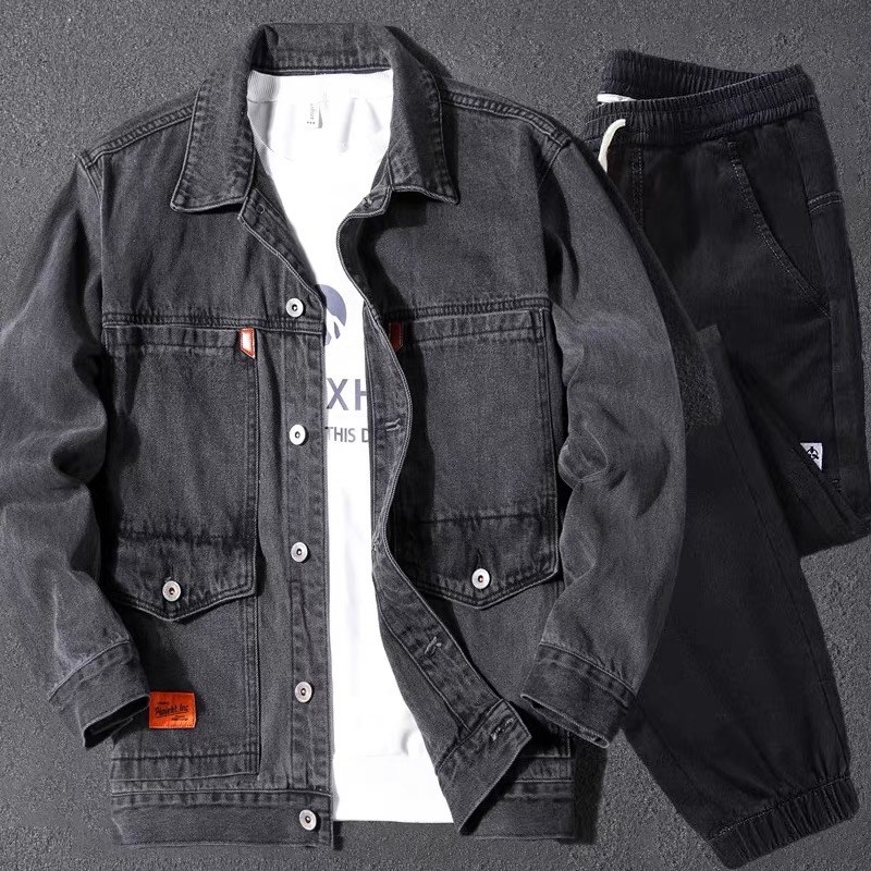 新选干活穿的牛仔外套工作u服套装男秋冬季电工地耐磨耐穿劳保工