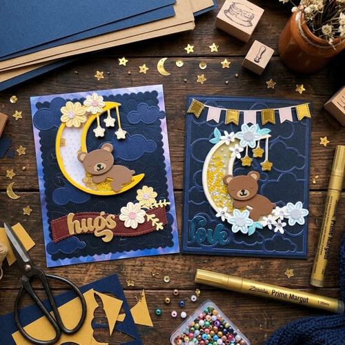 月亮小熊切割刀模Cutting Dies蚀刻金属切割刀模Scrapbooking