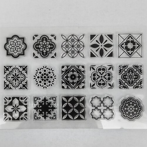 欧美透明印章 scrapbook相册卡片手账橡皮章图章方格背景