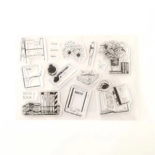 阅读书架透明印章scrapbook相册卡片手帐橡皮章成品章图章