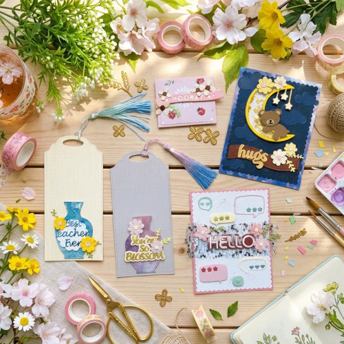 月亮小熊小花切割刀模Cutting Dies蚀刻金属切割刀模Scrapbooking