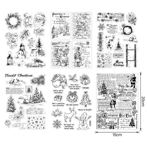 复古圣诞透明印章 scrapbook 相册卡片手帐橡皮章成品章图章