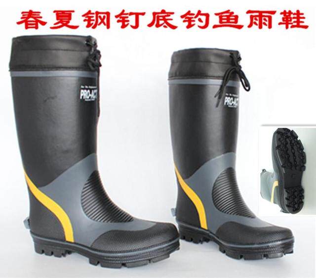 美国纽约高筒钢钉橡胶透气舒适防滑 矶钓海钓款橡胶钓鱼雨鞋雨靴