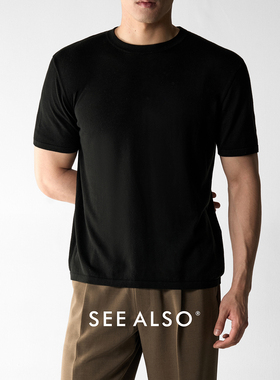 SEEALSO『JP三菱三醋酸』14针织醋酯纤维高端限定春夏圆领短袖T恤