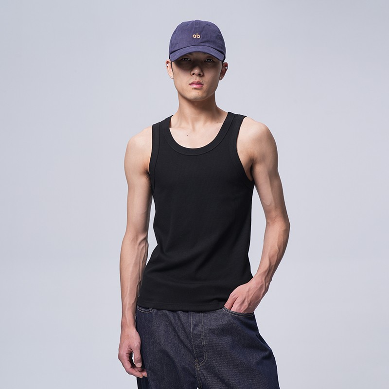 SEE ALSO美式基础螺纹弹力棉嘻哈休闲男女同款百搭健身背心3048