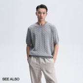 SEE 休闲舒适T恤 老钱新贵松弛针织圆领短袖 ALSO 12针绞花纹