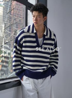 SEE ALSO 海鸥领海军蓝新贵老钱松弛条纹毛衣SA182