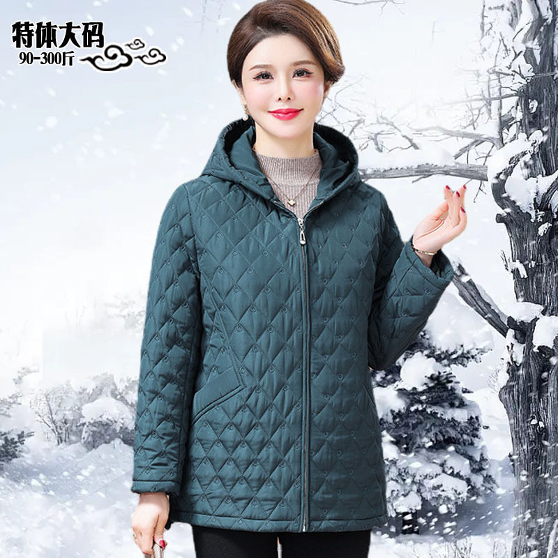 中老年女装秋冬季薄款棉服加肥加大码胖妈妈奶奶外套棉衣袄200斤