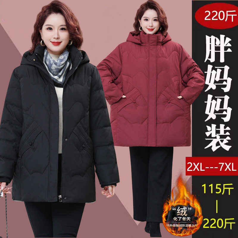 胖妈妈冬装棉袄加绒棉衣服200斤