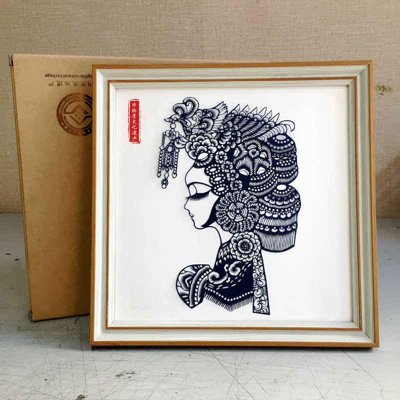 京剧女脸谱剪纸 剪纸摆件装饰画特色礼品中国风出国礼物送老外