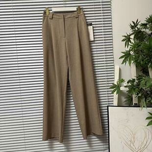 直筒通勤风简约休闲裤 垂感显瘦休闲裤 27法国高腰浅棕色长裤 0321