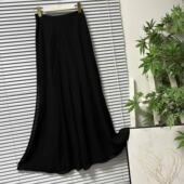 显瘦裙裤 女黑色宽松垂坠感通勤长裤 49高腰阔腿裤 0304