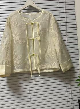 0718-60大牌样衣时尚新中式国风改良唐装绝美欧根纱刺绣外套上衣