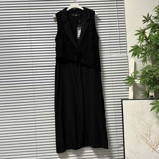 1201-33台湾品牌黑色无袖西装连衣裙女时尚减龄中长款质感穿搭