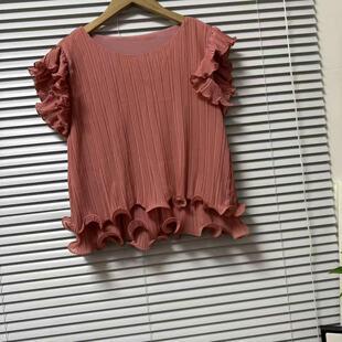 女夏季 温柔风荷叶边褶皱衬衫 设计感小清新上衣万能穿搭 1法式 0325