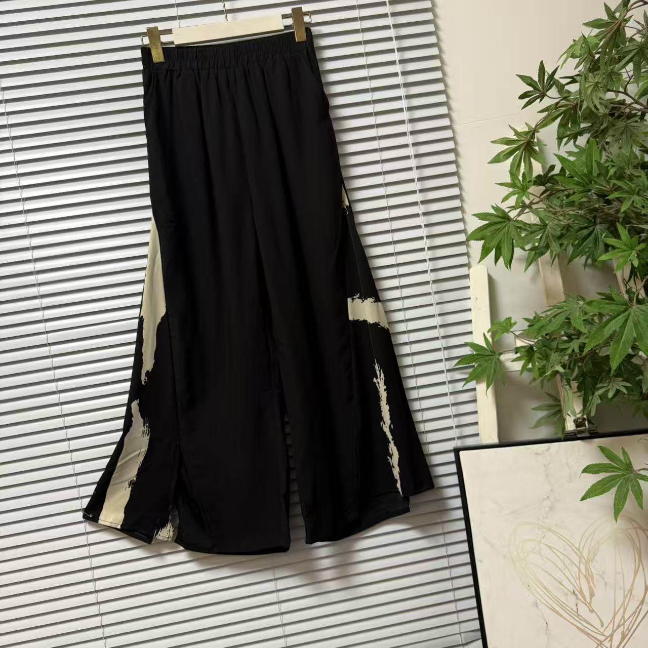 0121-43台湾品牌黑色高腰宽松拼接款直筒裤松紧腰休闲简约阔腿裤,女装/女士精品,裤子,淘宝优惠券,粉丝福利购,淘宝优惠卷