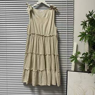 日常女装 优雅风连衣裙设计感无袖 文艺 41法系亚麻休闲中长款 0319