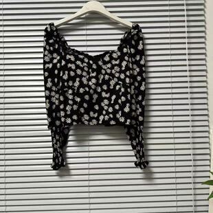 短款 优雅款 时尚 潮流女装 0325 长袖 57原创设计雪纺碎花方领百搭款