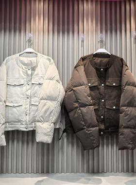 MONA 90白鸭绒复古简约短款设计感羽绒服女小个子 2024冬季新款