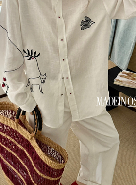 MADEIN OST-早春26年早春首发70亚麻30天丝重工绣花慵懒衬衫91112