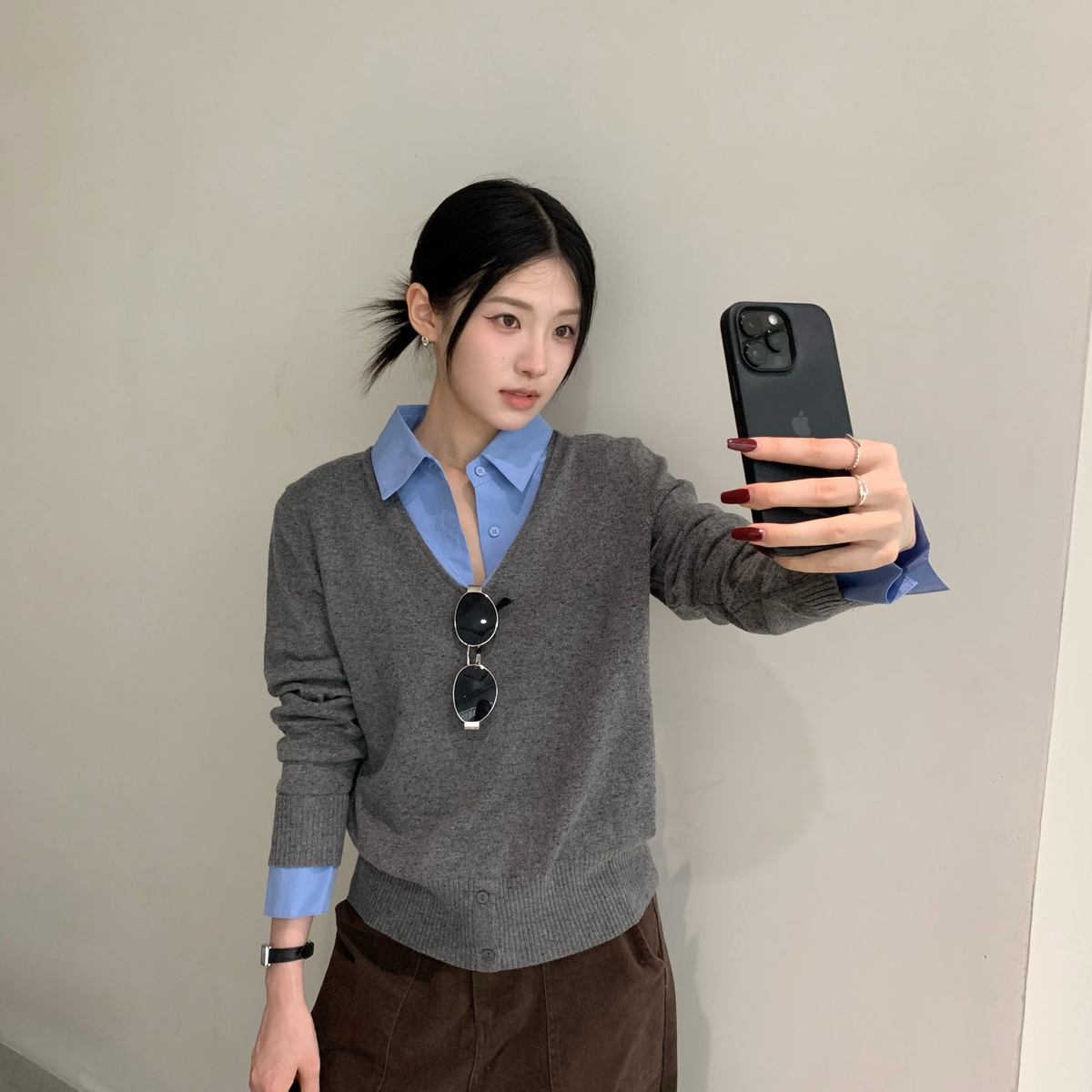 FORE SUNSET 日落-接假两件上衣保暖毛衣（含20羊毛）G25W-W9364P