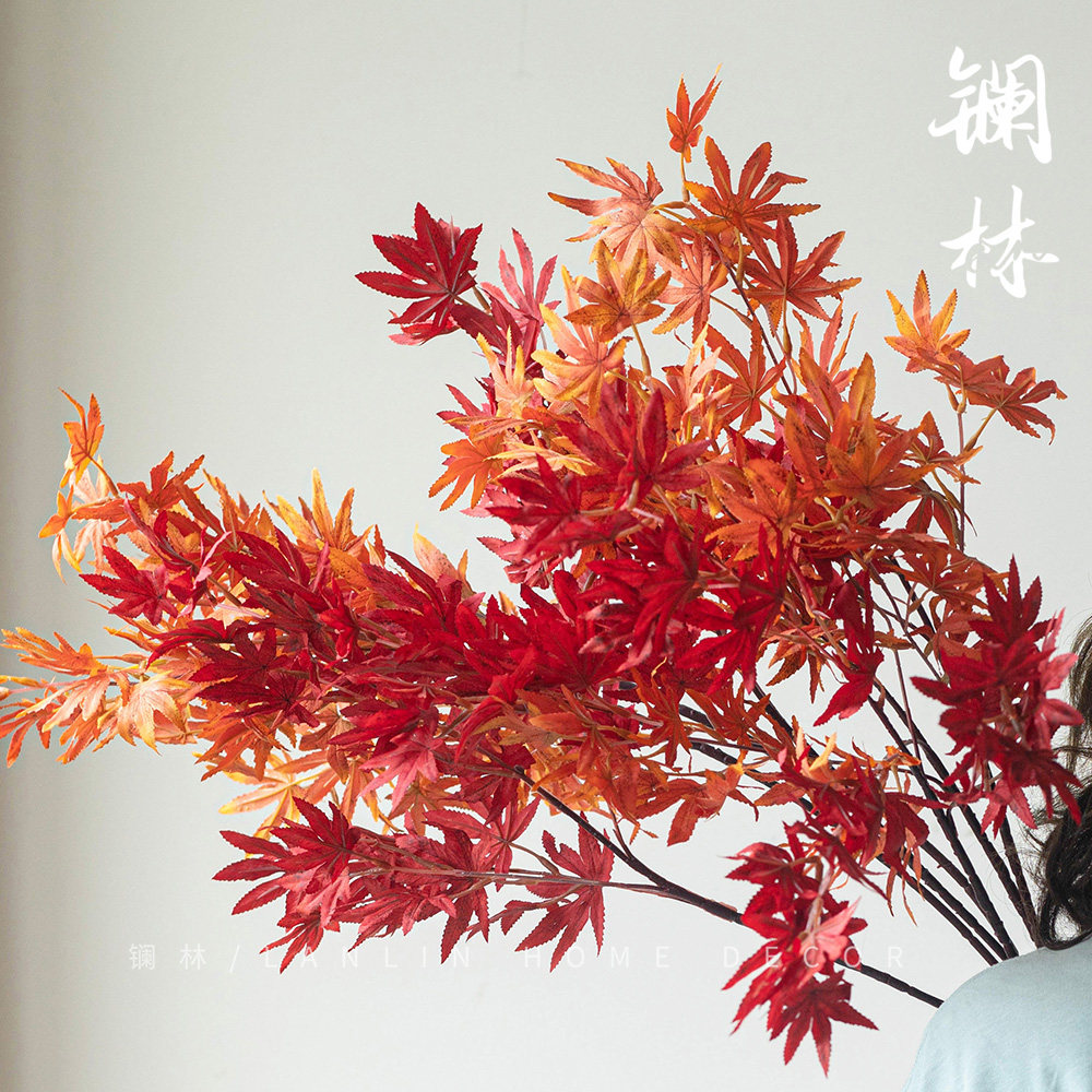 复古秋色仿真红枫树叶子创意装饰图片