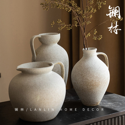 景德镇侘寂风陶瓷复古粗陶花瓶