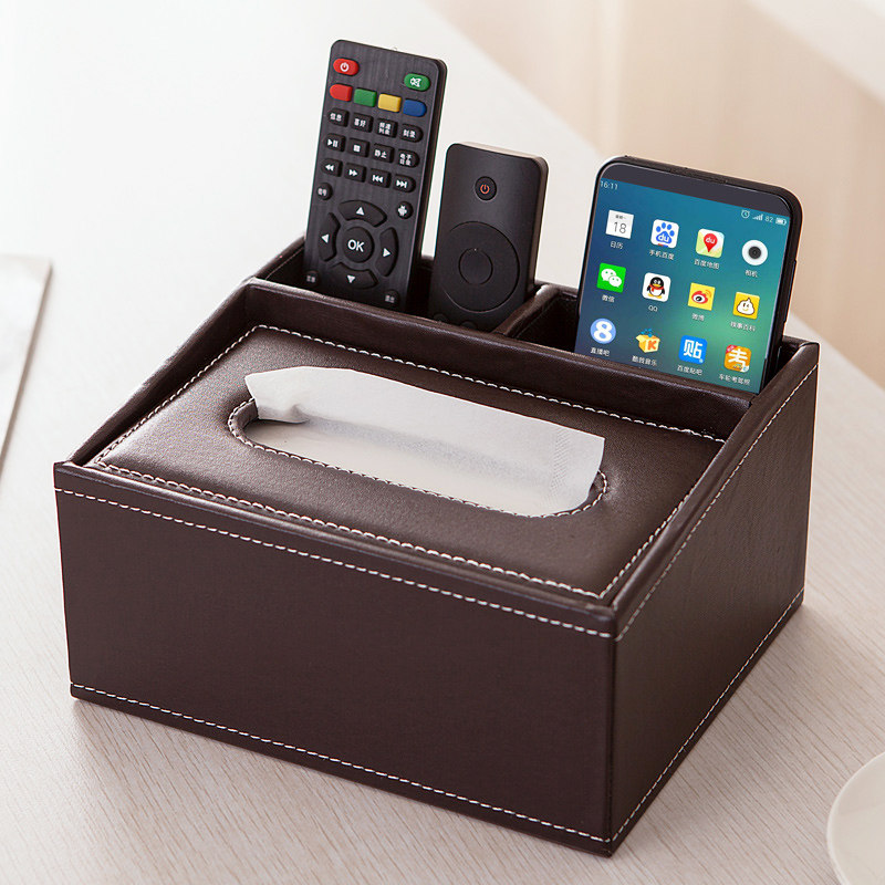 纸巾盒创意多功能桌面放遥控器收纳盒客厅茶几抽纸盒北欧餐巾纸盒