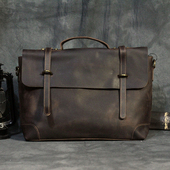 包邮 男士 复古手工疯马皮真皮手提包单肩斜挎 差包头层牛皮公文男包