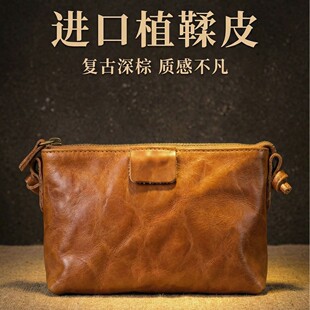 复古做旧天然头层纯全牛皮植鞣皮擦色单肩斜挎女士化妆包手机包