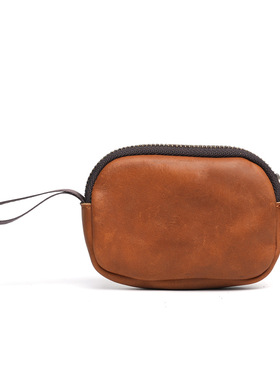 疯马皮天然头层全牛皮真皮小零钱包硬币零钱袋卡包钥匙包收纳耳机