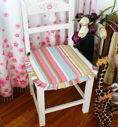 湛蓝 可拆洗彩虹条纹餐椅坐垫/餐桌椅垫椅套/马蹄垫座垫 餐椅垫