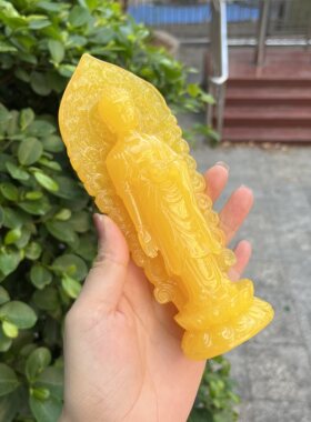 天然二代蜜蜡玉石佛像摆件精雕工艺品家居装饰桌面摆放招财