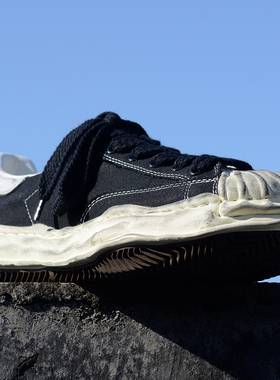 久乐徒@重工艺做旧脏脏鞋贝壳头溶解鞋帆布小众复古厚底老爹鞋男