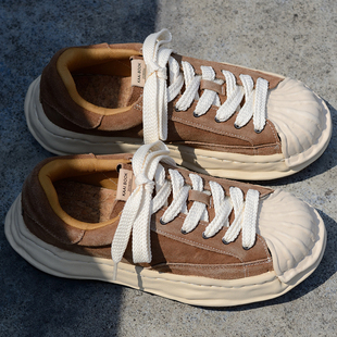 休闲小众板鞋 厚底增高男女款 复古牛皮老爹鞋 久乐徒@贝壳头溶解鞋