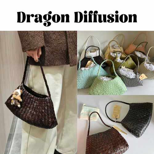 DragonDiffusion牛皮编织腋下包