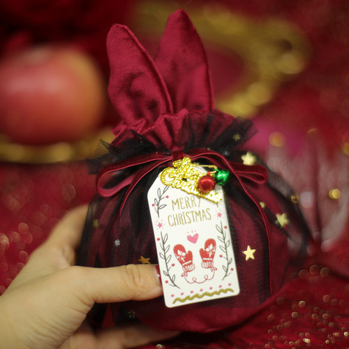 圣诞节苹果盒高档平安果丝绒布袋