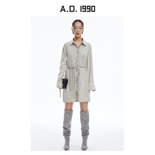 衬衫 时髦休闲简约百搭水洗牛仔长款 ADSSA032 个性 A.D.1990春夏新品