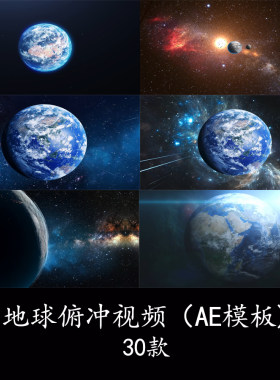 地球俯冲穿梭云层开场片头背景地球俯冲快速推进地球俯冲AE模板
