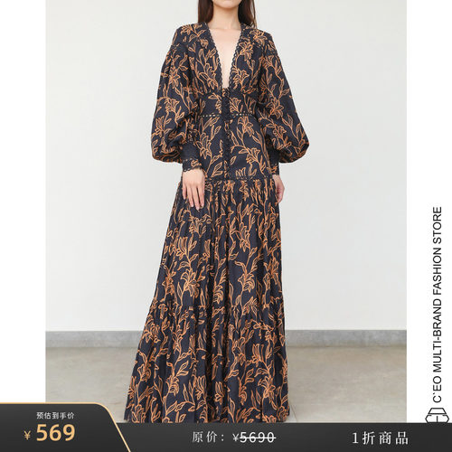 [特价1折] ACLER 澳大利亚 花卉刺绣深V领长款连衣裙 CEO FASH