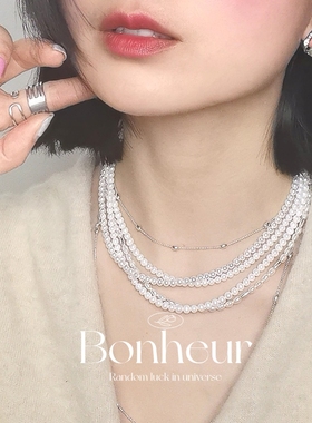 Bonheur两小无猜日本akoya天然珍珠项链女设计清冷感设计师项链