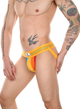 男生性感双丁裤舒适透气网眼炫色个性潮男U凸大囊袋提臀内裤男